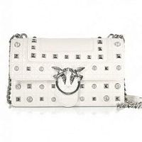 Распродажа Сумка PINKO кожаная love bag idillio white с заклепками и жемчужинами 16075